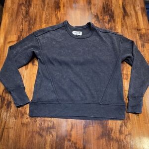 Seven7 Women's Long Sleeve Stretch Relaxed Fit Waffle Crewneck Top black size XS